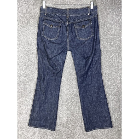 GAP Low Rise Boot Cut Trouser Jeans Womens Size 12 Blue Denim Flap Pockets - Picture 2 of 9